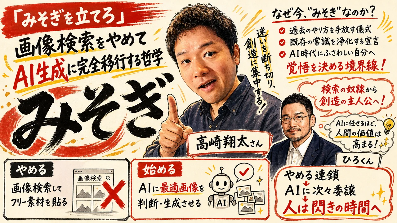 「みそぎを立てる」AI画像検索廃止の哲学・AI完全移行イメージ