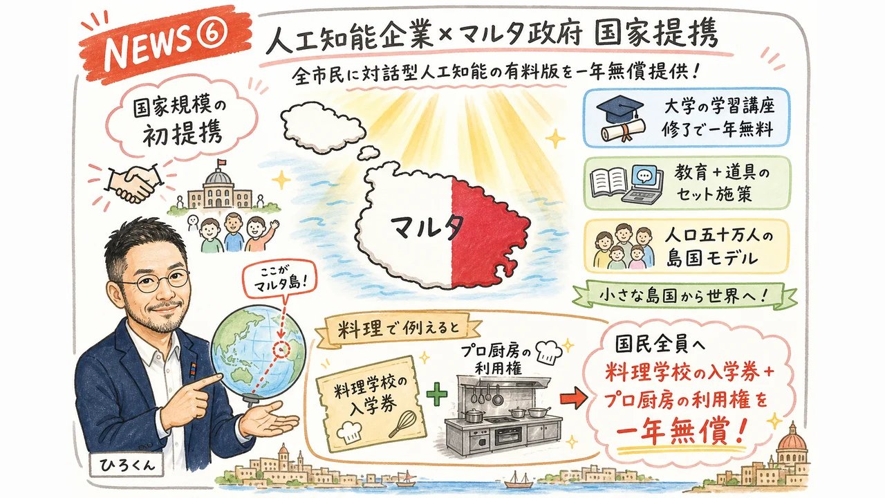 OpenAI×マルタ政府国家提携のグラレコ図解