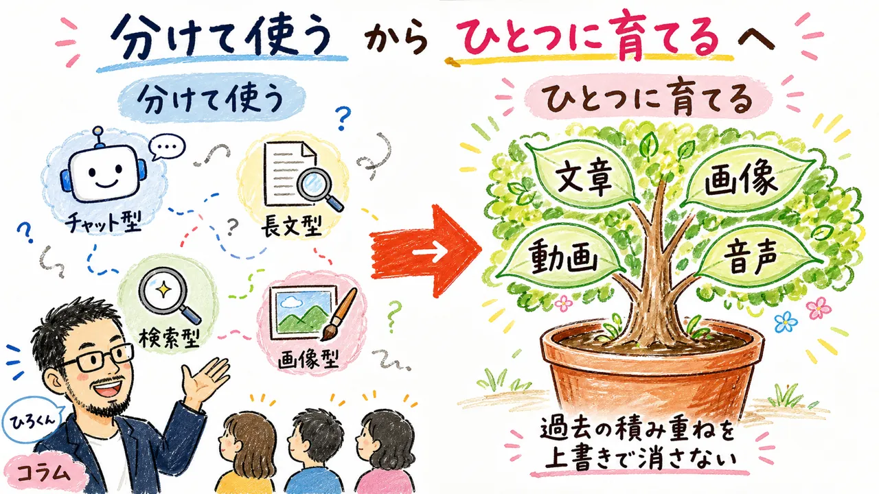 ひろくんがチームに『一つに育てよう』と語りかける図解