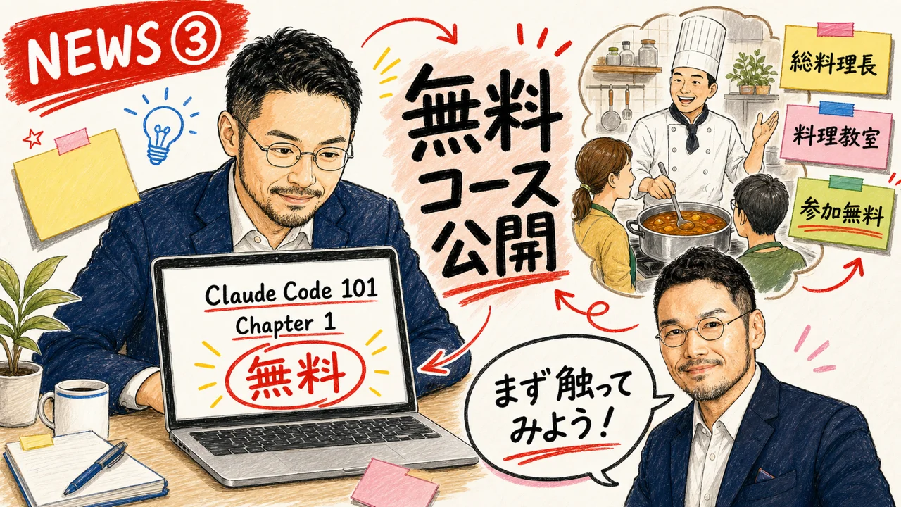 Claude Code 101無料コースをノートPCで学ぶ初学者の図解