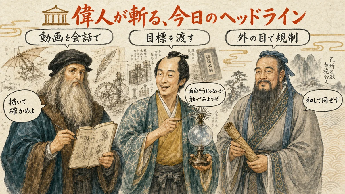 偉人3名 ダ・ヴィンチ 平賀源内 孔子 グラレコ