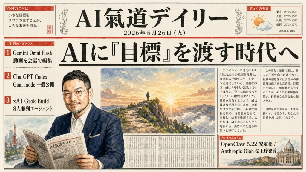 AI氣道デイリー 新聞風メイン画像 2026年5月26日号