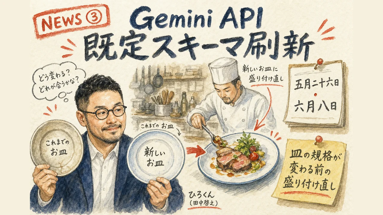 Gemini API 5/26 既定スキーマ刷新 グラレコ