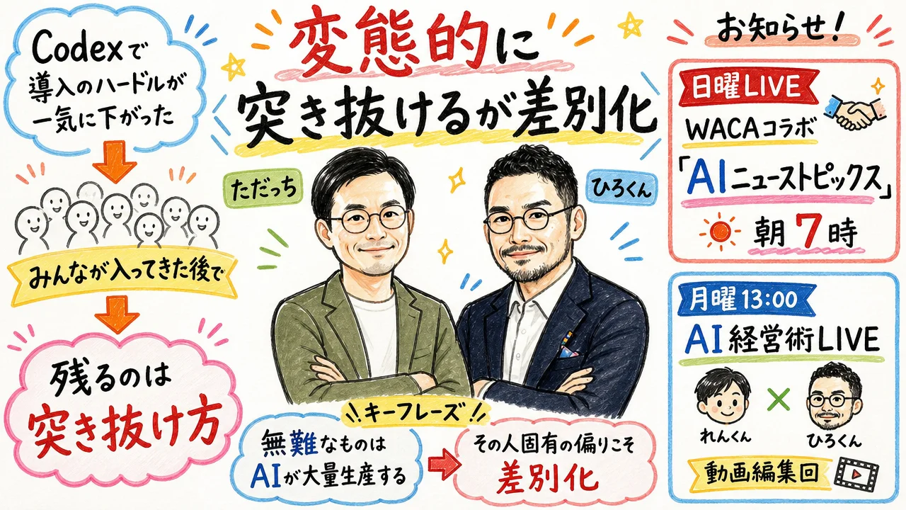 Codexの進化と差別化戦略 朝LIVEのまとめシーン