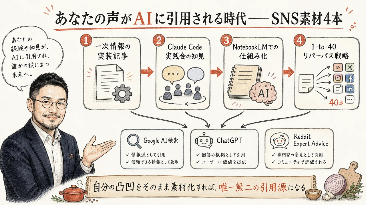 ひろくんコラム図解：AIに見つけてもらう発信術