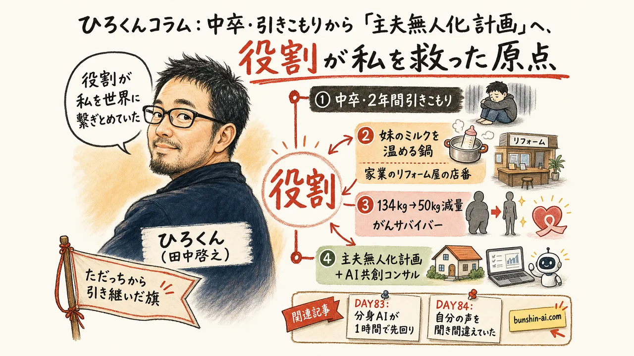 ひろくんコラム：中卒・引きこもりから主夫無人化計画へ