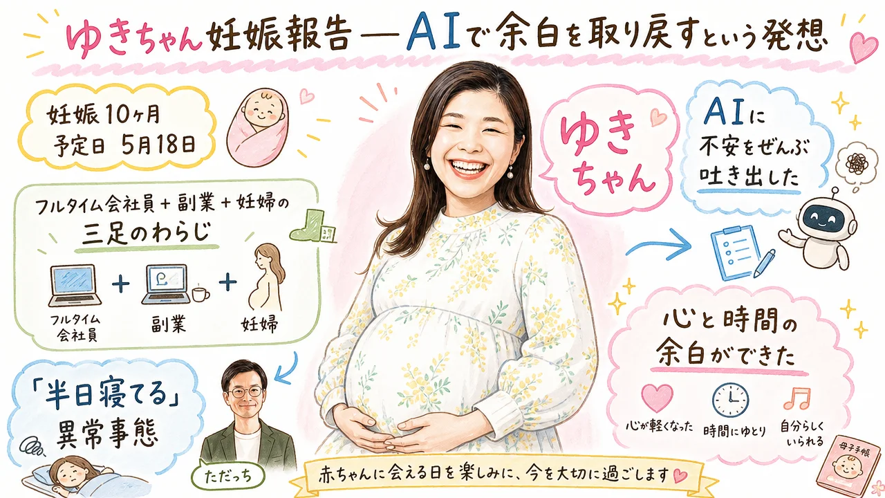 ゆきちゃん妊娠10ヶ月、AIで余白を取り戻すという発想の図解