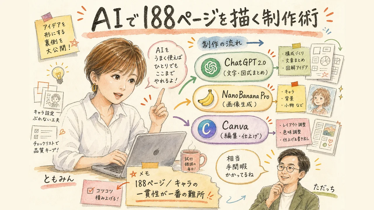 ChatGPT 2.0 + NanoBanana Pro + Canva の漫画制作組み合わせ