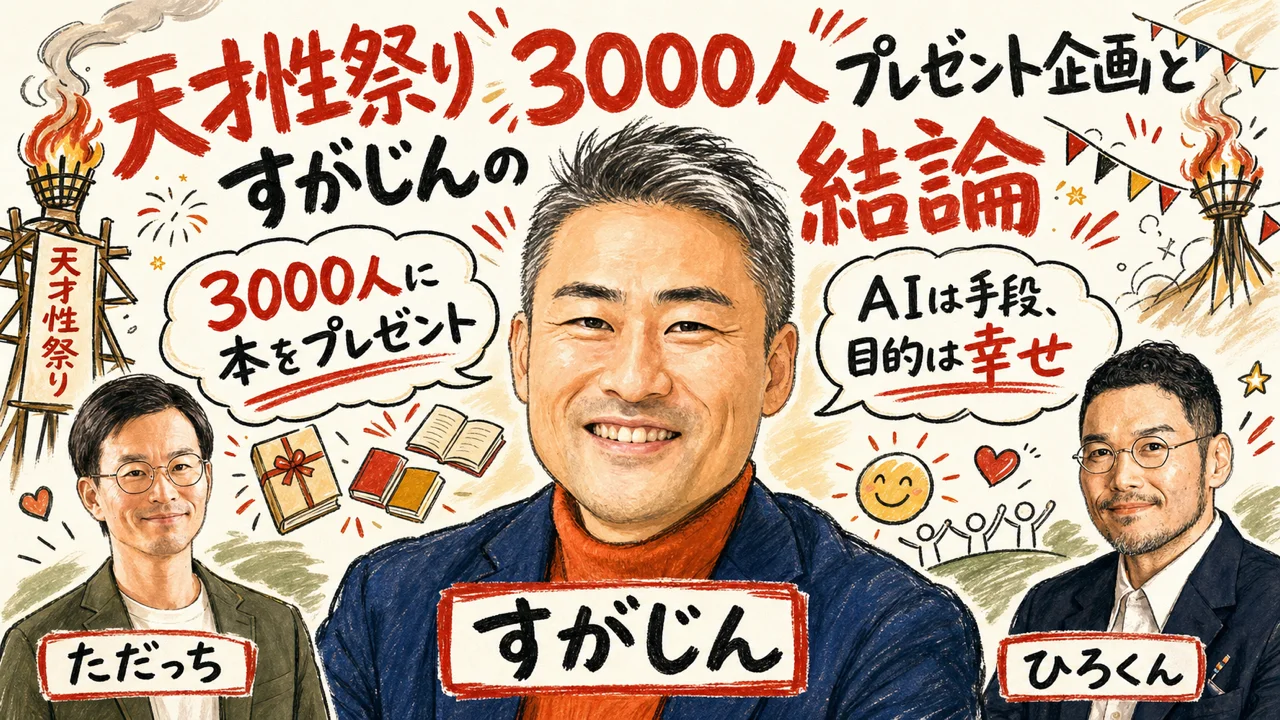 天才性祭り3000人プレゼント企画とすがじんの結論：AIは手段、目的は幸せ