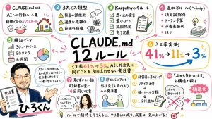 CLAUDE.md 12ルール 41%→3% 経営者向け発注書テンプレ 全体図解