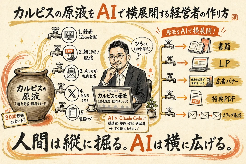 カルピス原液をAIで横展開する経営者の作り方｜全体図解