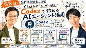AI氣道5/8金曜朝LIVEのCodex特集 全体図解 - ただっち+友くん