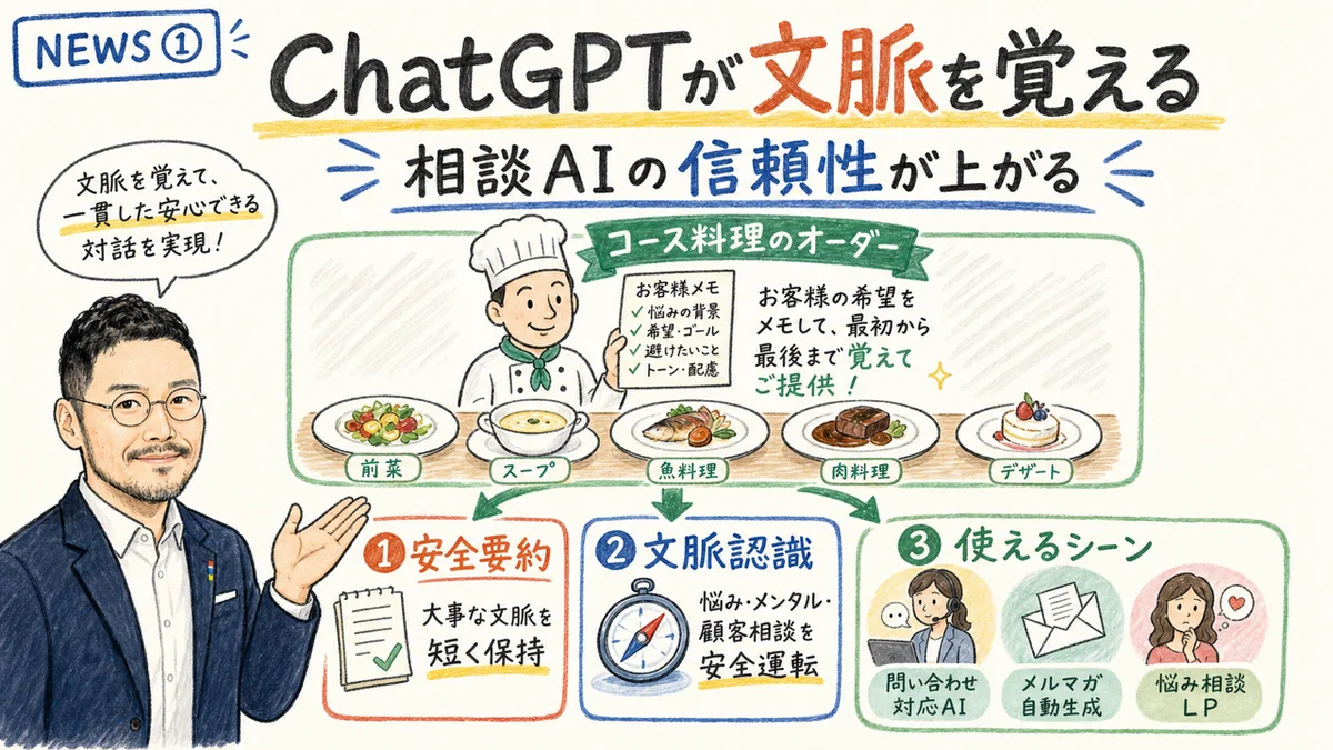 ChatGPTがセンシティブ会話で文脈を保持—safety summaries機能の図解
