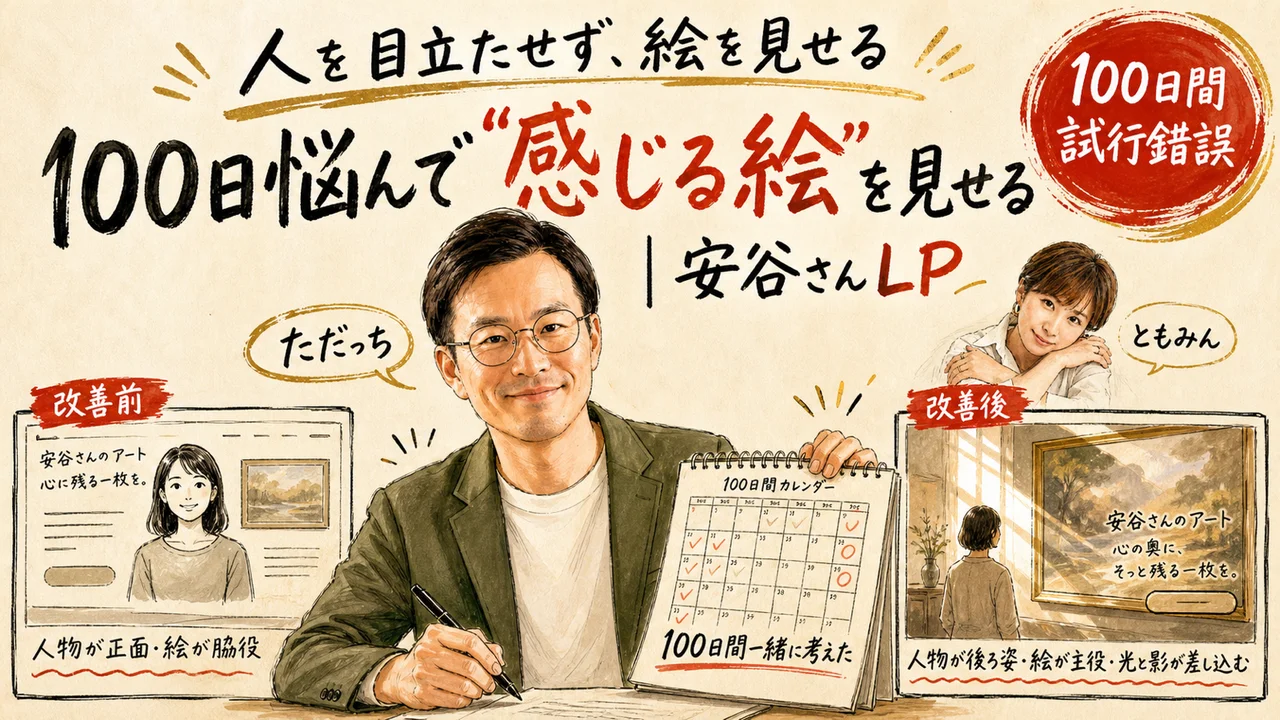 安谷さんの『感傷アート鑑賞』LPのビフォーアフター：人物中心から絵を見せる構図への進化