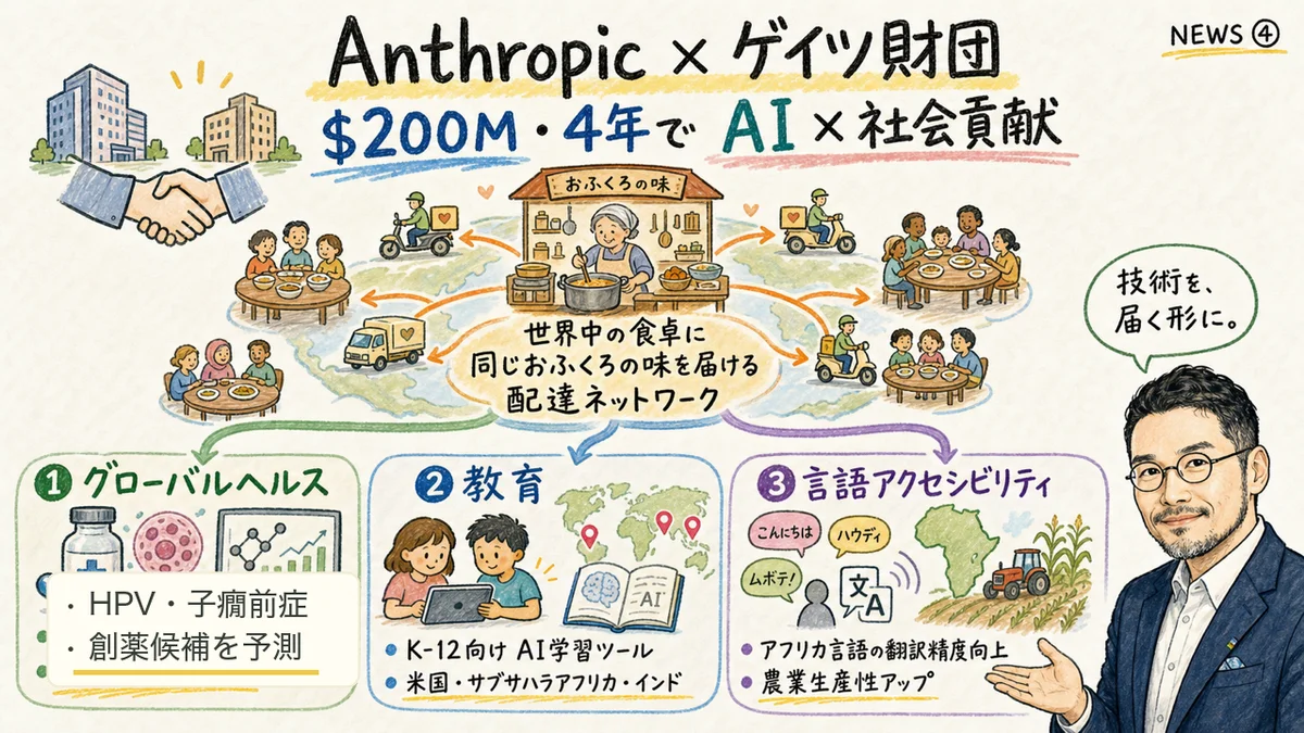 Anthropic×ゲイツ財団 2億ドル提携—AIを世界の課題へ