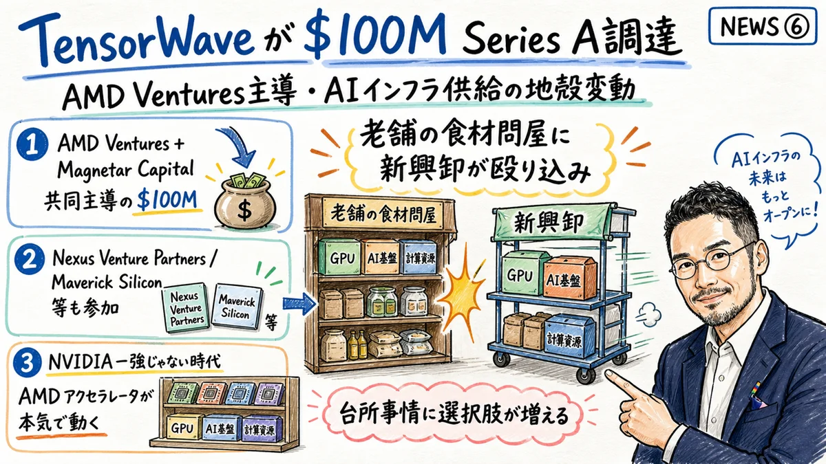 TensorWaveが100M Series A調達—AMD VenturesがAIインフラ供給に本気