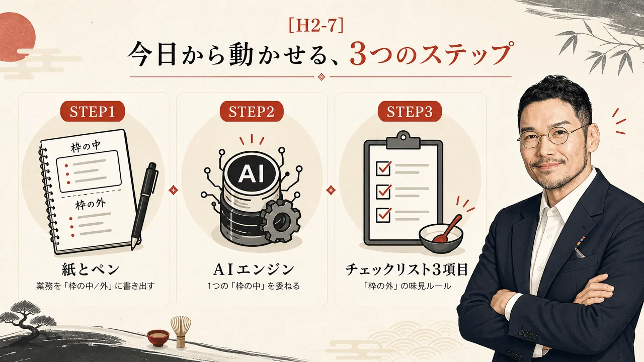 経営者は明日から動かせる、3つのステップ