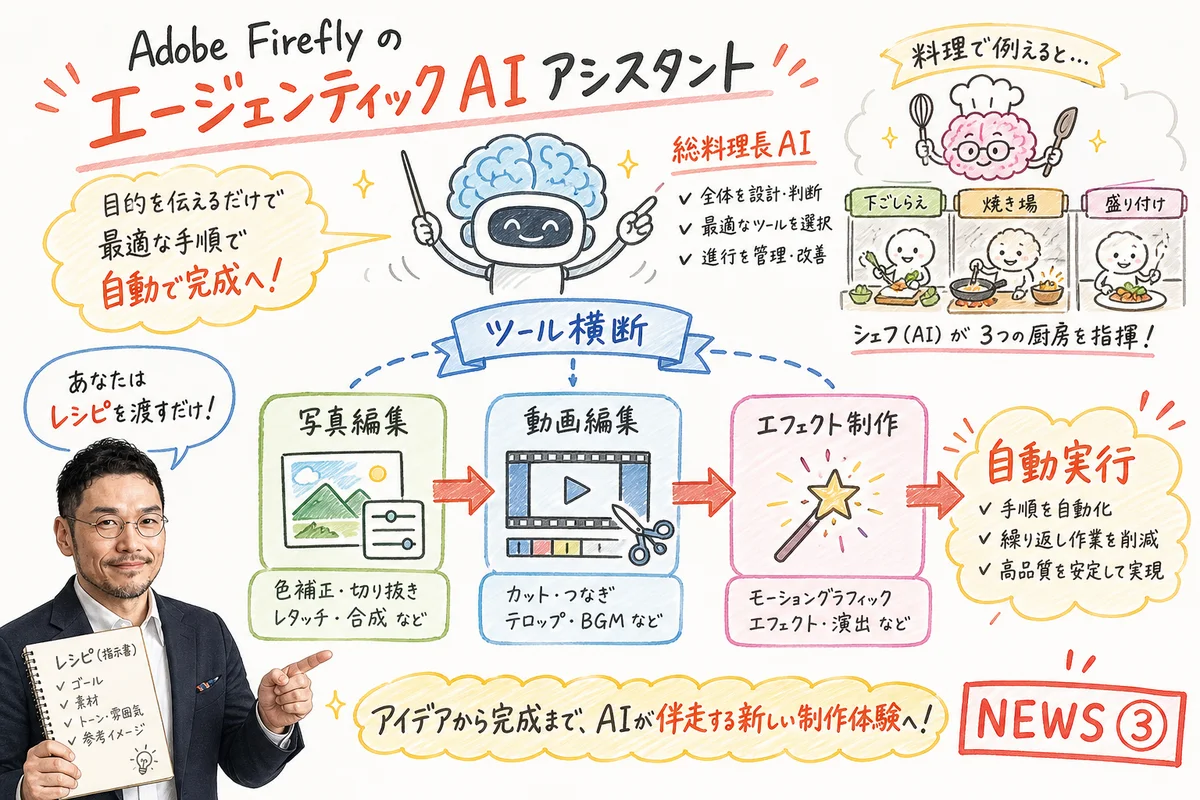 Adobe Firefly agentic AIアシスタント 総料理長AI