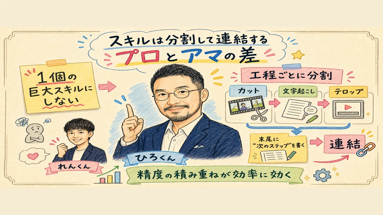 スキルは“分割して連結”する——ここが“自分専用AI”として育つかどうかの分かれ目