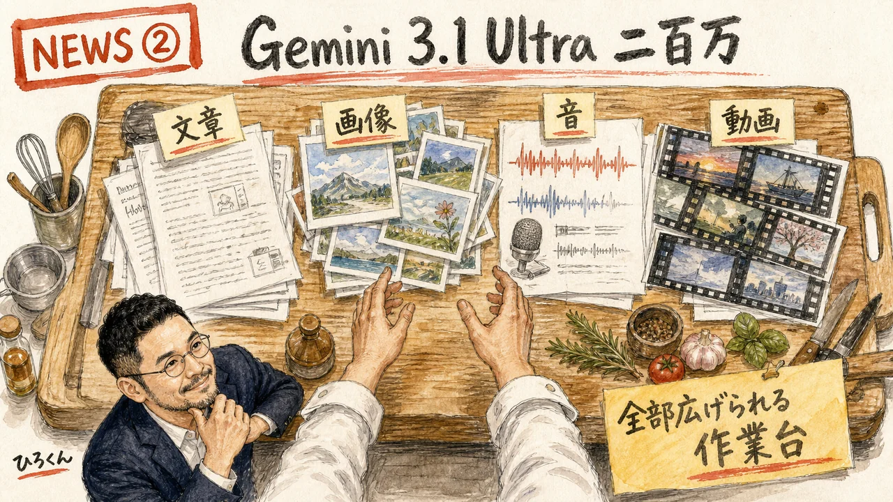 Gemini 3.1 Ultra 2Mトークン マルチモーダル 作業台 グラレコ