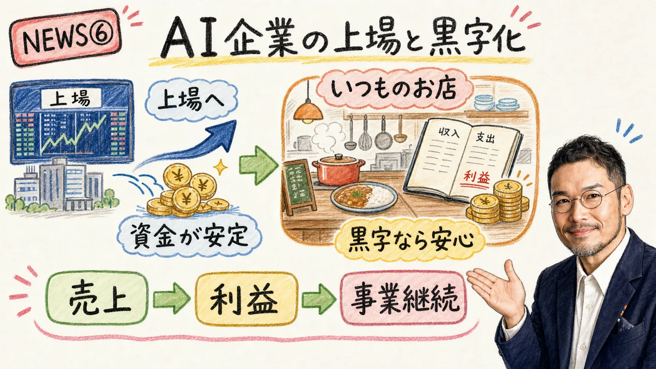 AI企業の上場・黒字化の図解