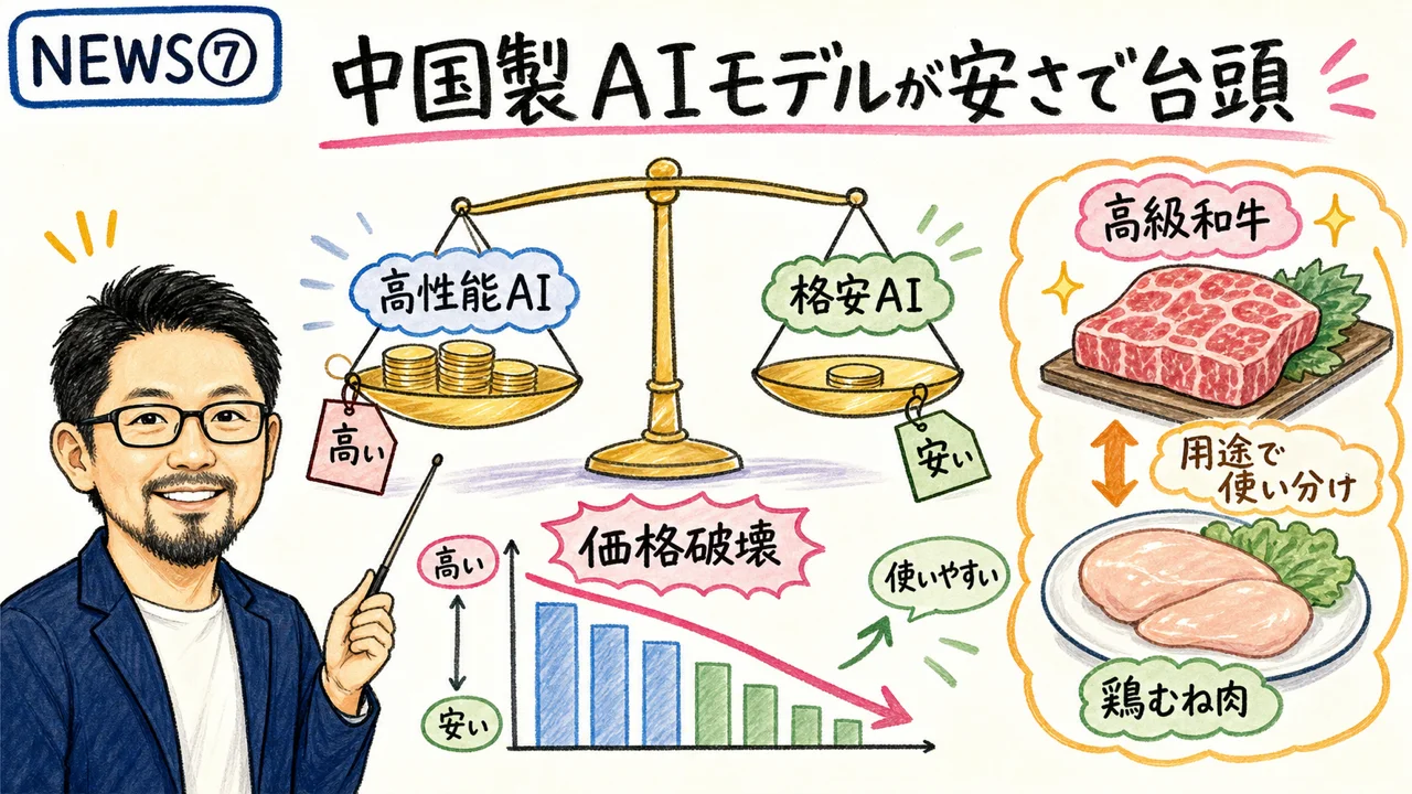 中国AIモデルの台頭と価格破壊の図解