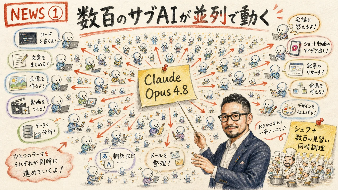 Claude Opus 4.8 Dynamic Workflows 数百サブエージェント並列実行 グラレコ