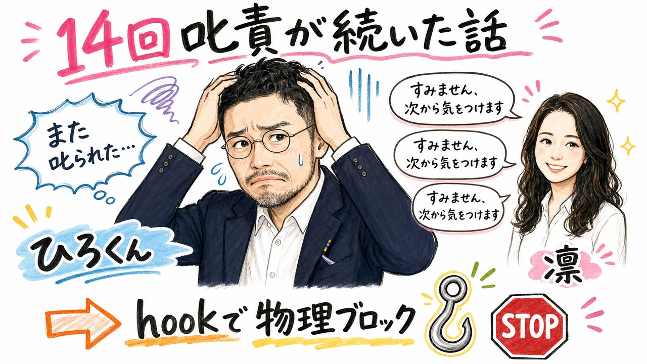 CLAUDE.md記事 H2-6: AI秘書の凛に14回叱責が続いた話