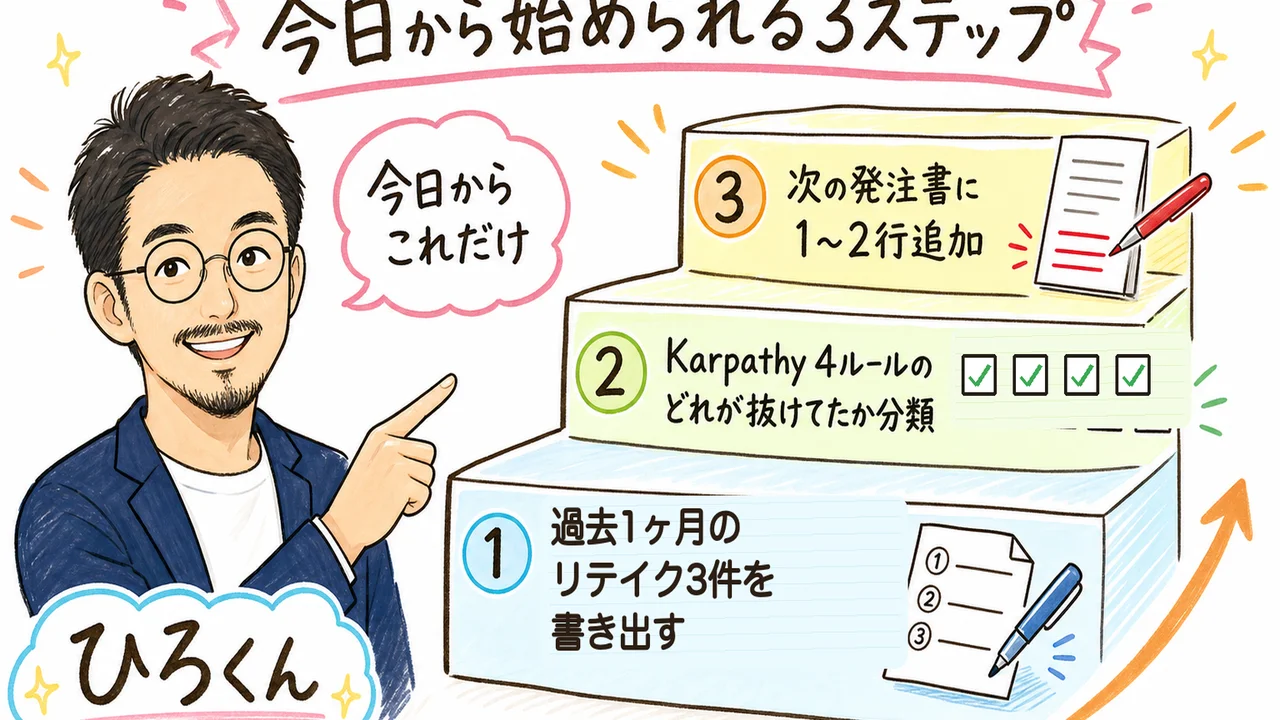 CLAUDE.md記事 H2-8: 今日から始められる経営者の3ステップ