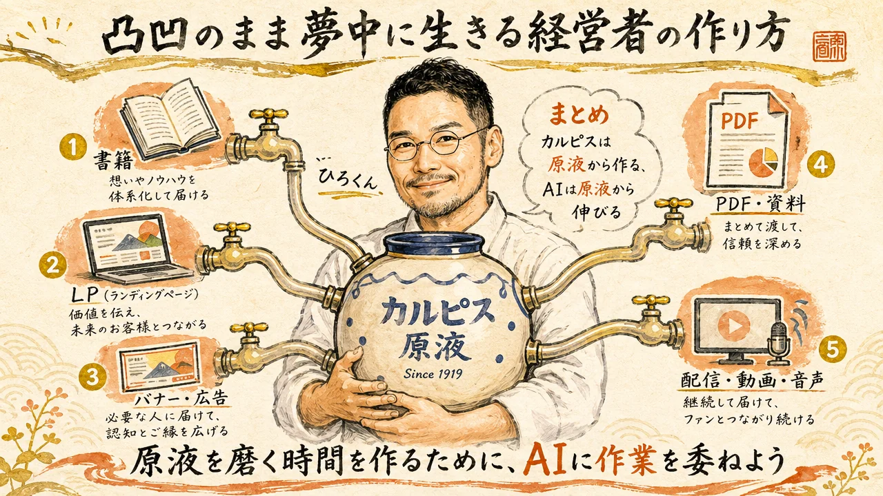 9. まとめ——カルピスは原液から作る、AIは原液から伸びる