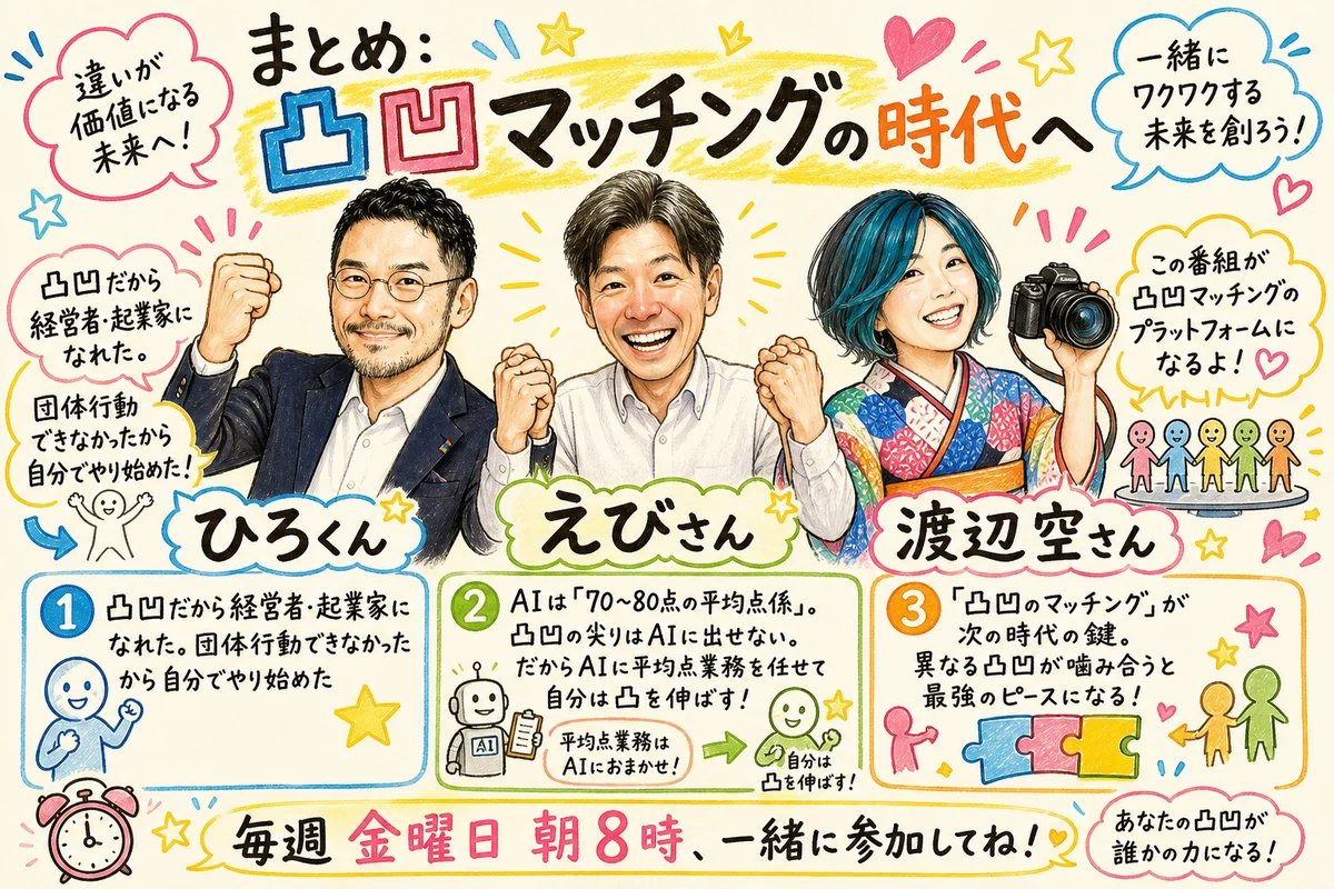 凸凹人間のためのAI活用戦略 — 凹をAIでカバーして凸を伸ばす図解
