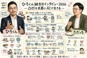 ひろくん誕生日インタビュー全体図 ─ 凸凹を武器にAIで生きる