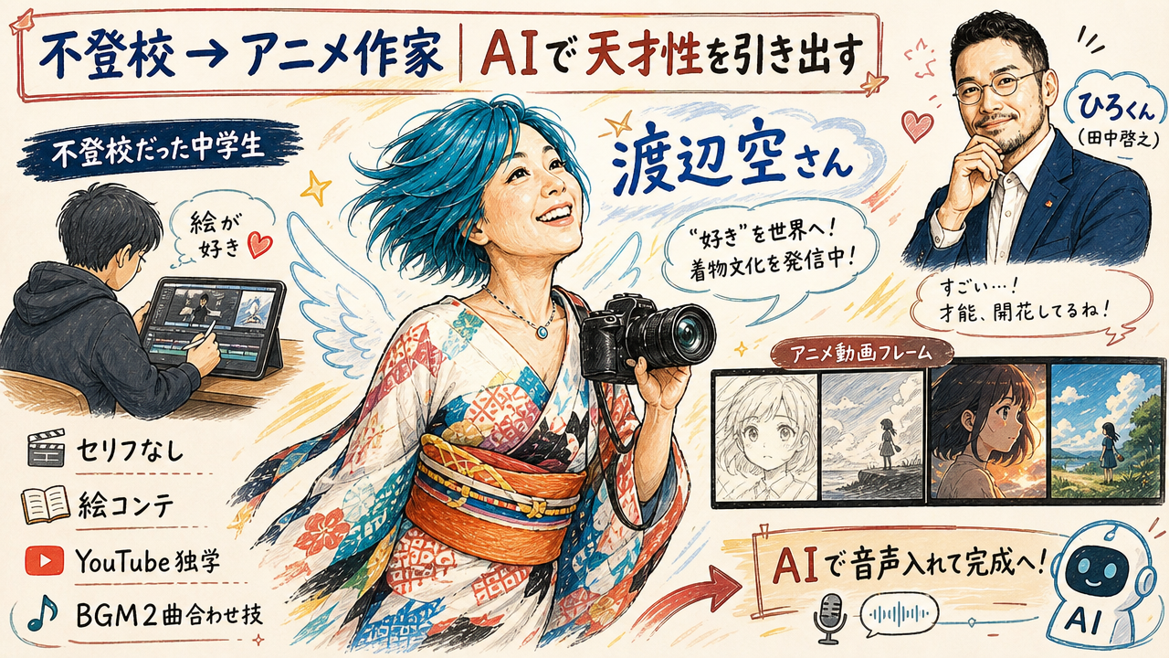 不登校だった中学生が「アニメ作家」に — 渡辺空さんが体感した、AIが才能を引き出す瞬間