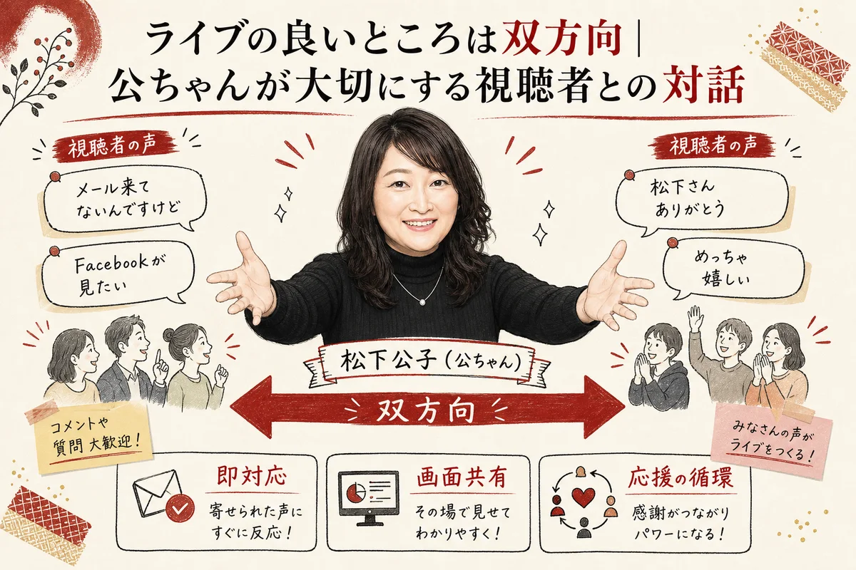 ライブの双方向対話を大切にする松下公子さん