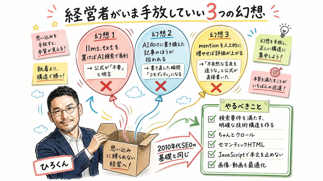 経営者が手放すべき3つの幻想の図解