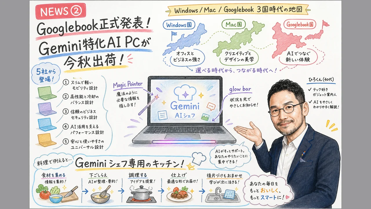 Googlebook Gemini AI PCのグラレコ・複数メーカーから出荷