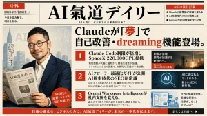 Claudeは夢で進化_AI検索SEO新常識_新聞風アイキャッチ