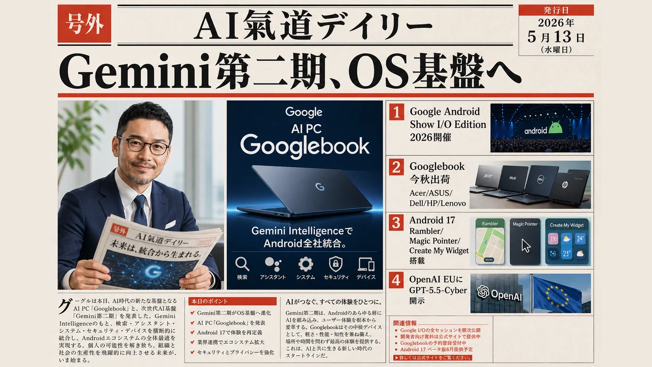AIニュース2026年5月13日号 Gemini Intelligence