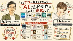GPT-2.0×CanvaでLP制作が変わったLP講座5期生9作品の全体図