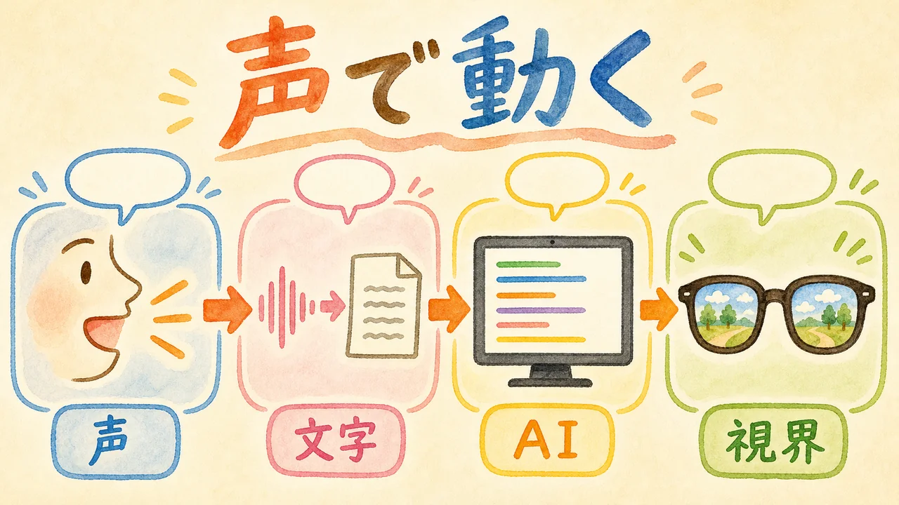 声→文字→AI→視界に表示 仕組み4ステップ