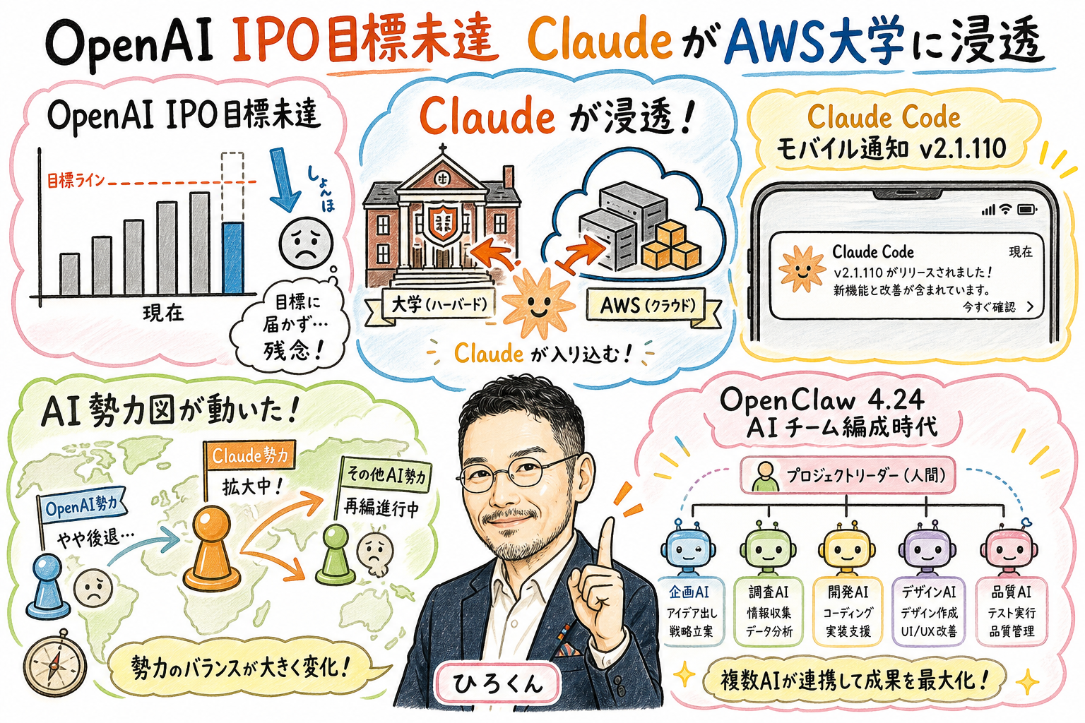 OpenAI IPO目標未達 ClaudeがAWS大学に浸透