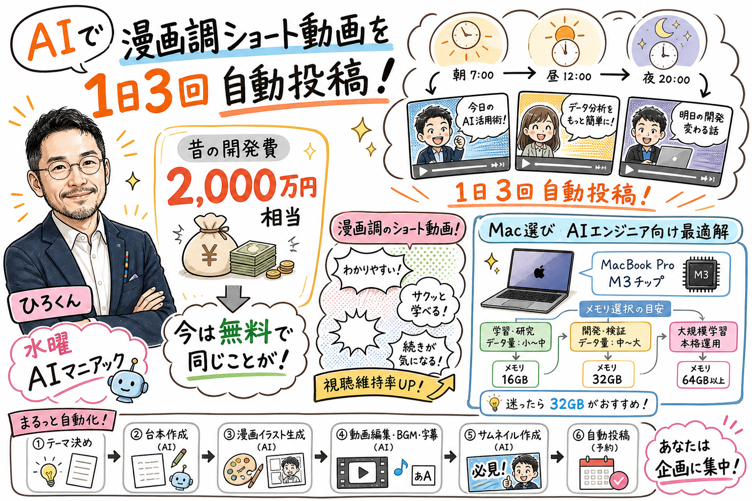 AIで漫画調ショート動画を1日3回自動投稿