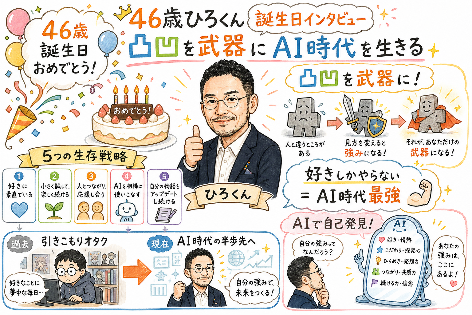 46歳ひろくん誕生日インタビュー 凸凹を武器にAI時代を生きる