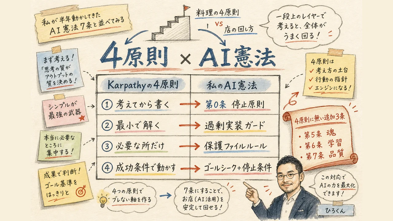 4原則とAI憲法7条の対応表の図解