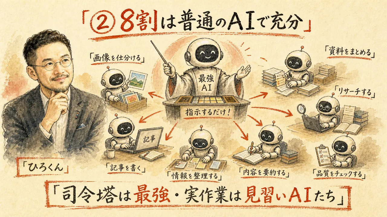 司令塔は最強AI、実作業は安い見習いAI部隊が担うチーム編成
