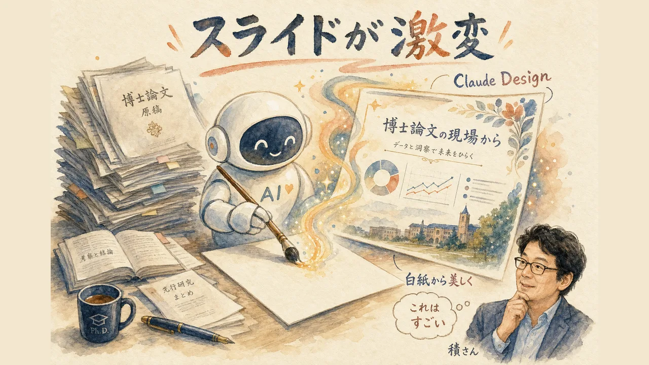 Claude Designでスライドが激変 博士論文の現場が実証