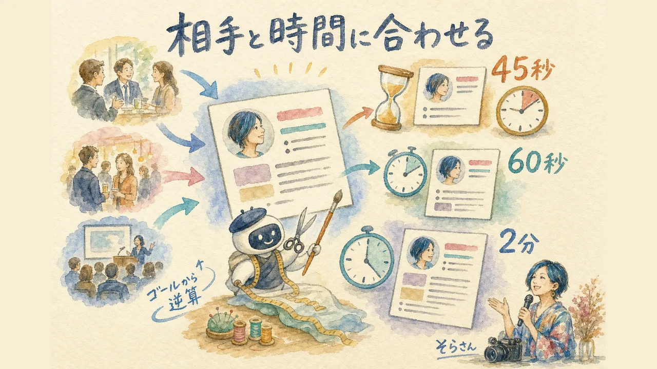 そらさん流 自己紹介を相手と時間に合わせて作り替える