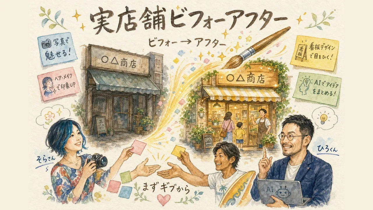 三者で実店舗ビフォーアフターを企画してみる