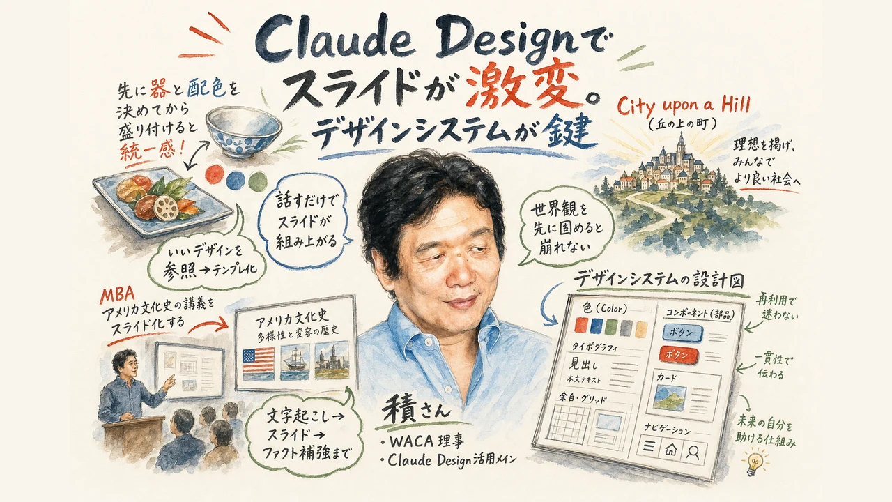 Claude Designのデザインシステムでスライド作成の図解