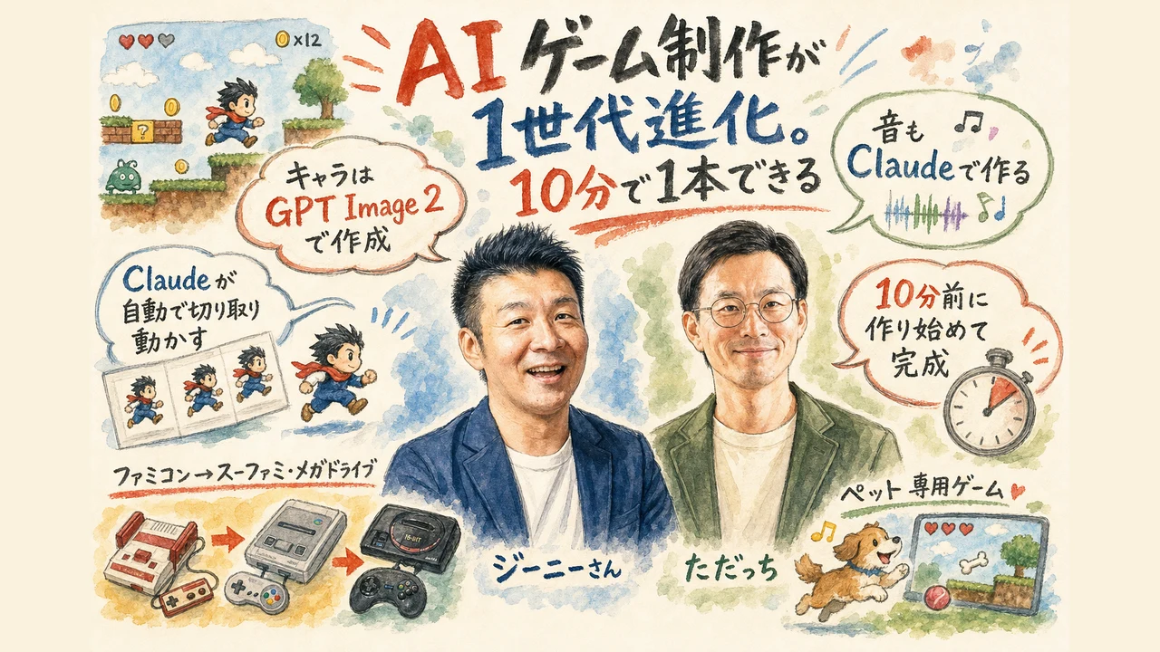 AIゲーム制作1世代進化 GPT Image2×Claudeの図解